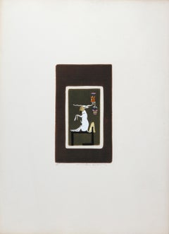 Thème égyptien 1, gravure à l'aquatinte d'art populaire de Mireille Kramer