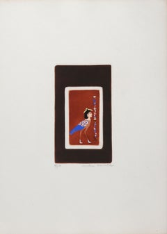 Tema egipcio 2, aguafuerte de arte popular de Mireille Kramer