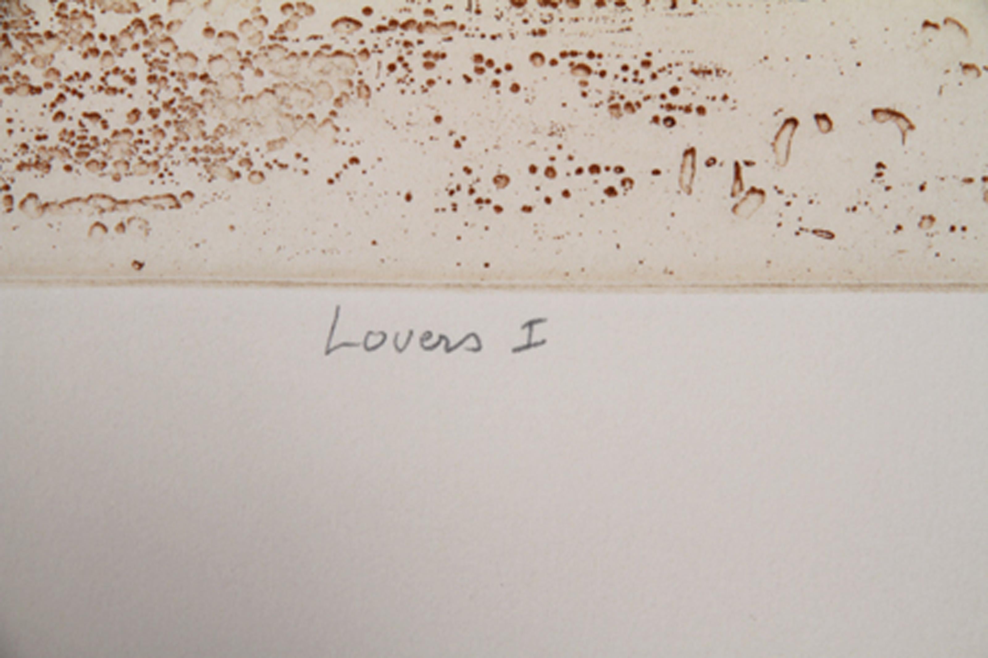 Lovers I, Folk Art Etching by Mireille Kramer For Sale 3