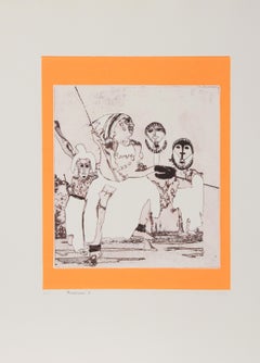 Miscellaneous III, Folk Art Aquatint Etching by Mireille Kramer