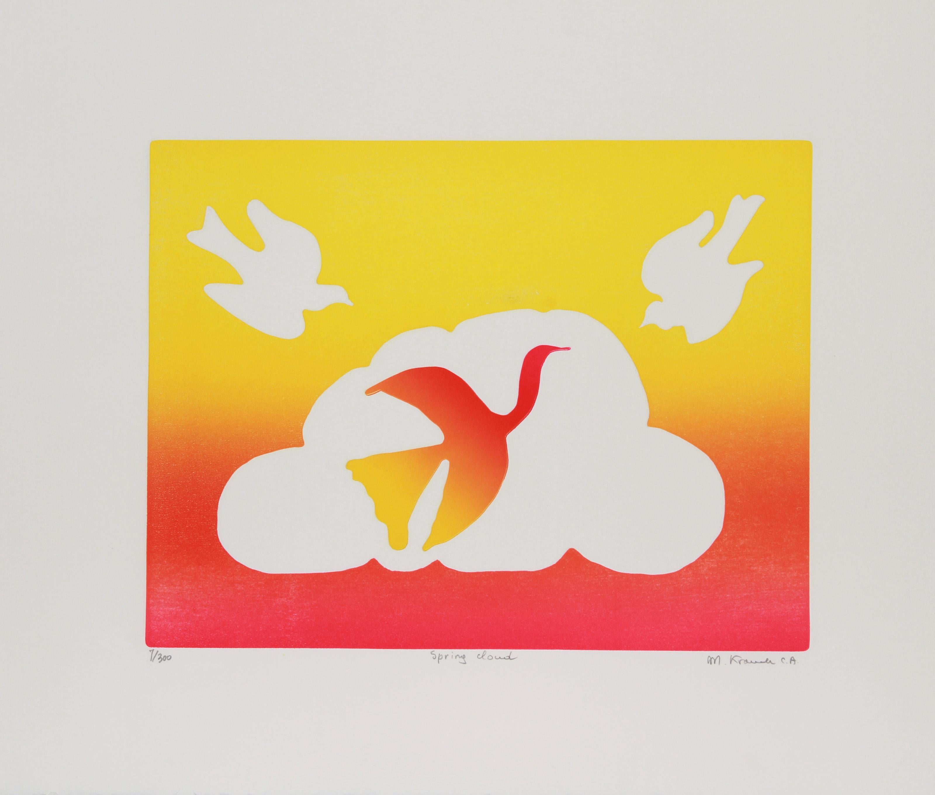 Mireille Kramer, Egyptian/American (1932 - ) - Spring Cloud, Year:  Circa 1980, Medium:  Etching, signed and numbered in pencil, Edition:  300, Image Size:  14 x 18 inches, Size:  22 in. x 26 in. (55.88 cm x 66.04 cm)