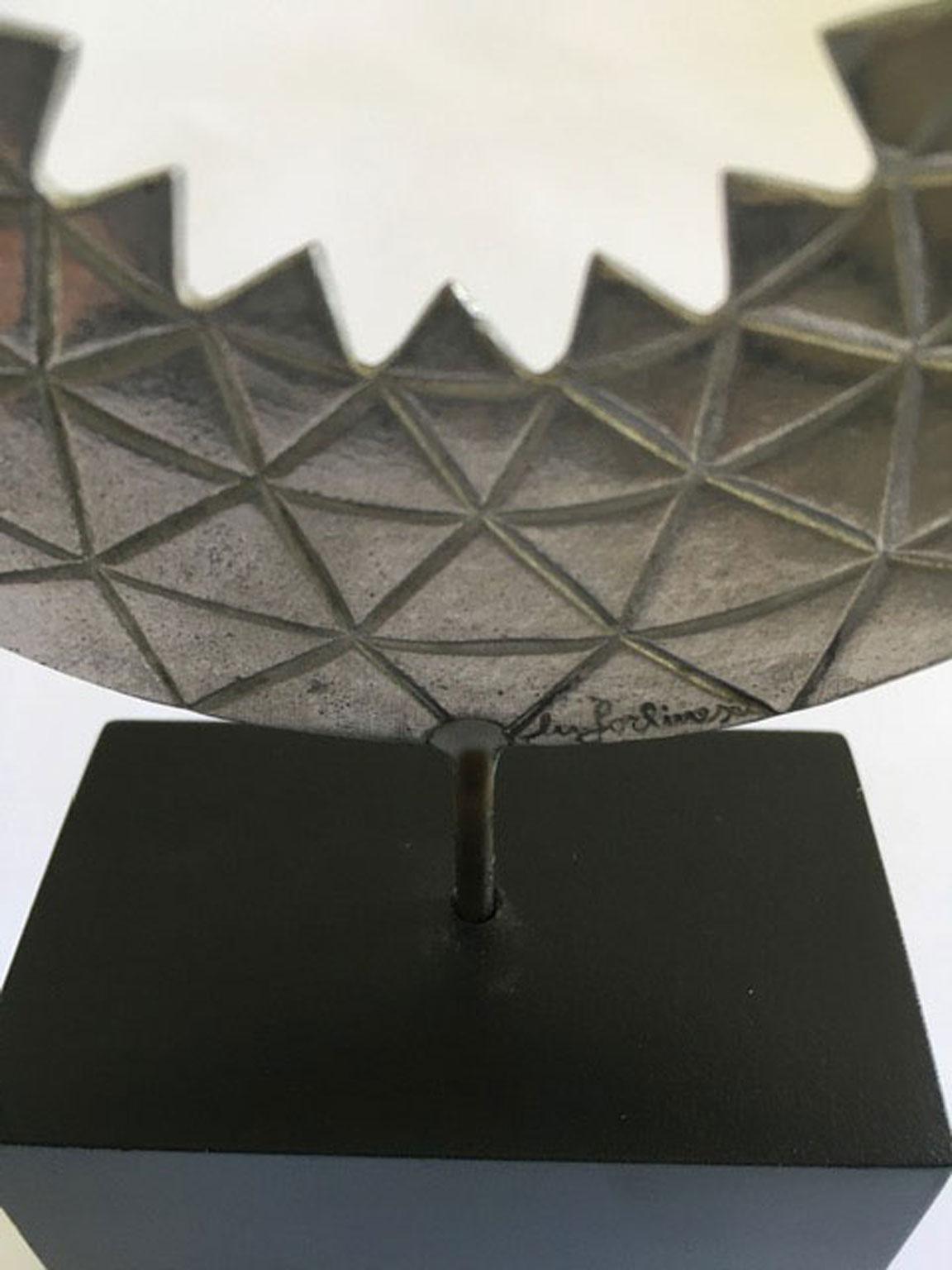 Sculpture abstraite italienne postmoderne Mirella Forlivesi en étain, 1986 en vente 9