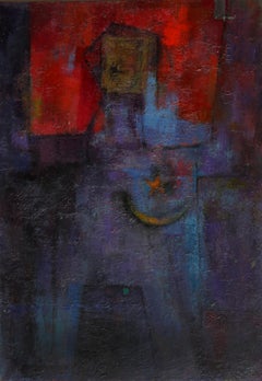 Nu violet cubiste, peinture à l'huile contemporaine de l'artiste féminine Miriam Bromberg