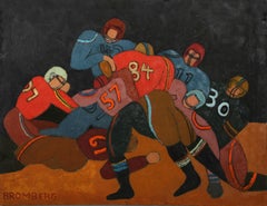 Partita di calcio, dipinto moderno di Miriam Bromberg 1959