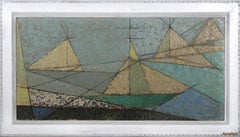 Four Sailboats, Cubist Oil Painting by Miriam Bromberg