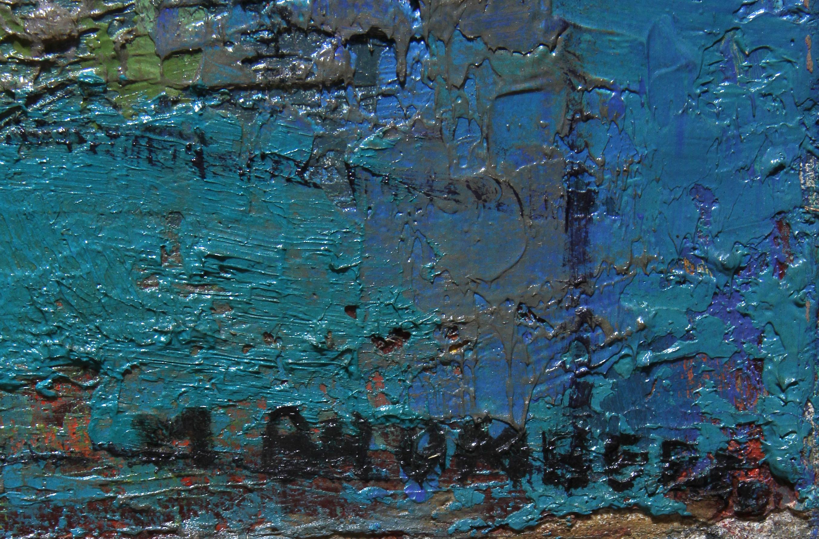 Pittura ad olio astratta minimalista e cubista firmata dall'artista Miriam Bromberg in vendita 1