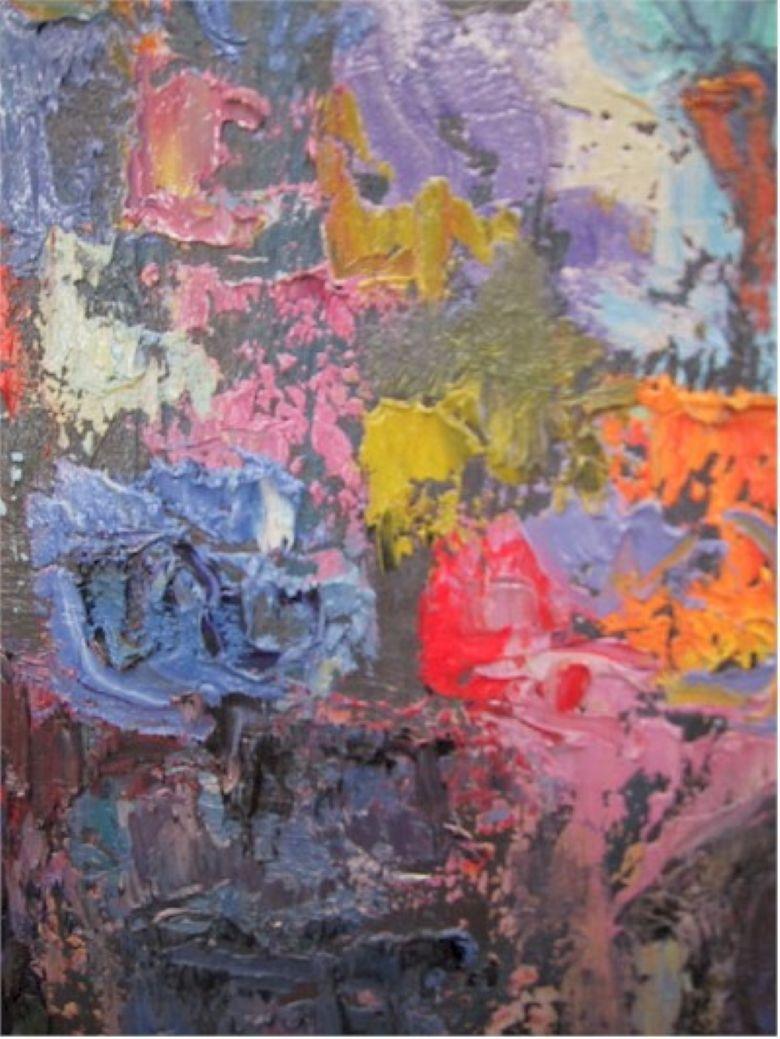 Fiori multicolori V.I.I., pittura ad olio floreale moderna di Miriam Bromberg in vendita 1