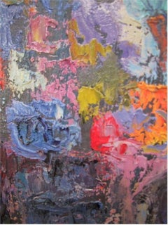 Multicolor Flowers V, Modern Floral Oil Painting by Miriam Bromberg