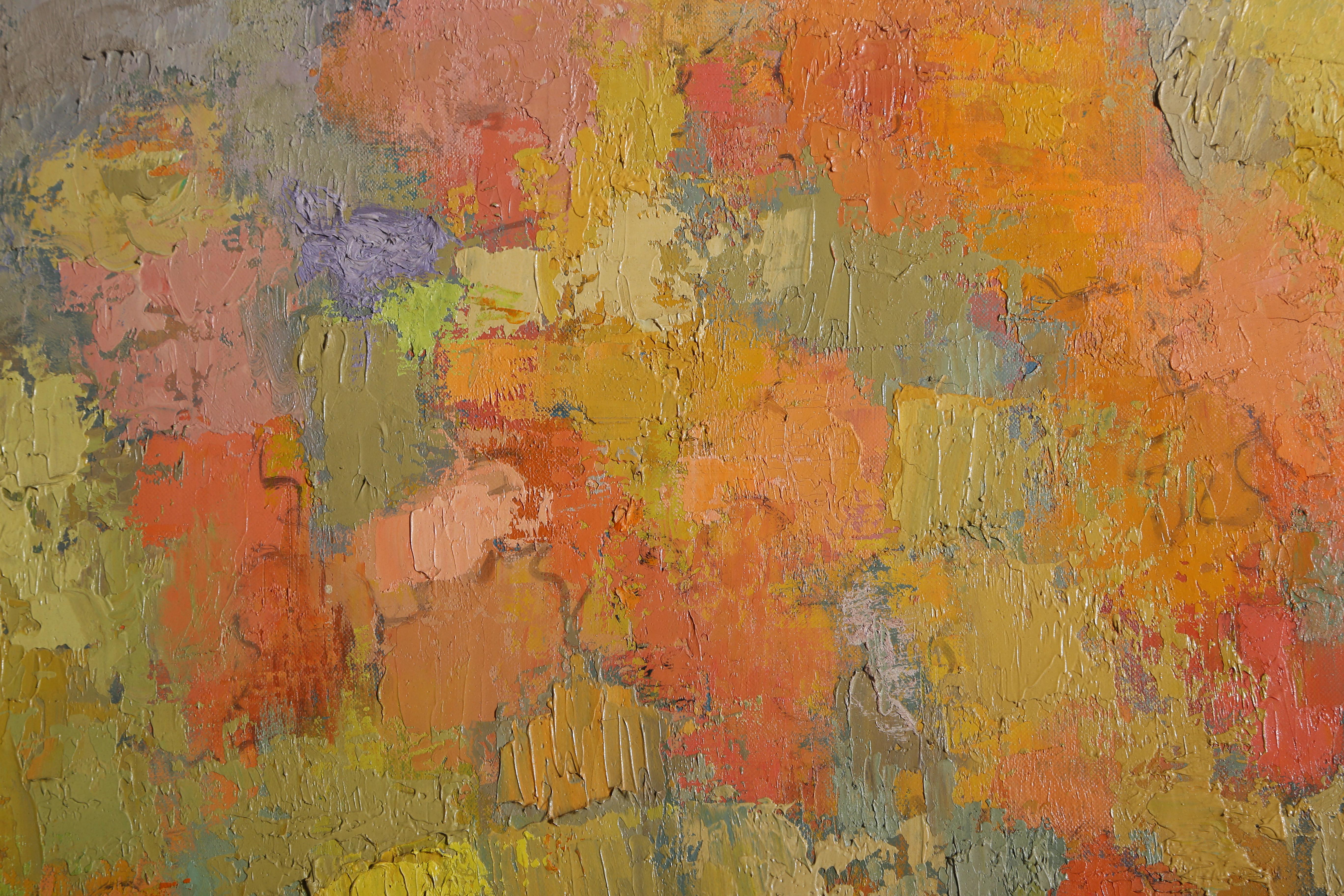 Multicolor Flowers VI, Modern Oil Painting by Female Artist Miriam Bromberg For Sale 1