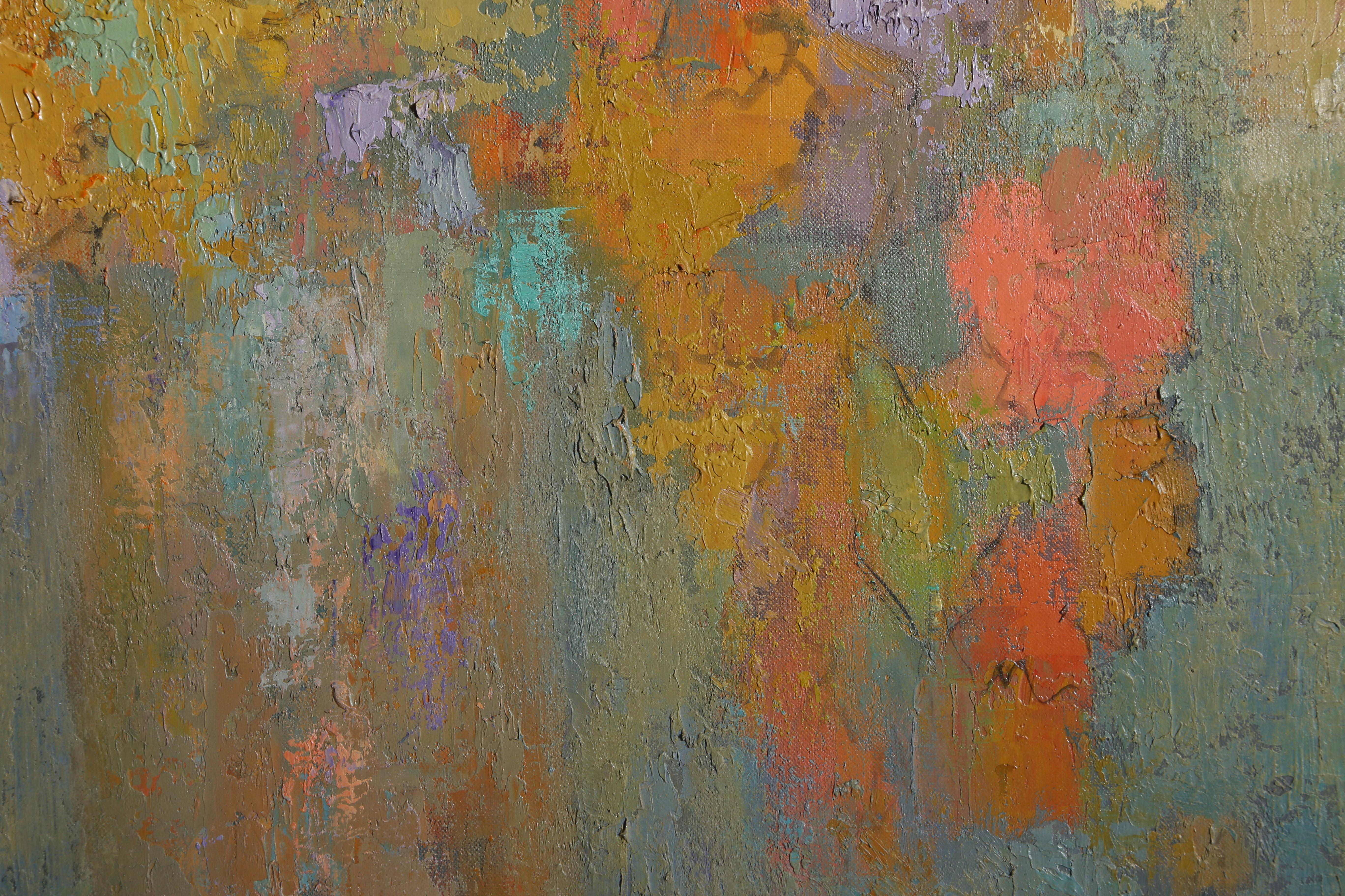 Multicolor Flowers VI, Modern Oil Painting by Female Artist Miriam Bromberg For Sale 4