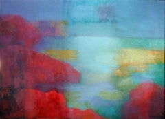 Paysage marin rouge, peinture à l'huile signée par l'artiste féminine Miriam Bromberg