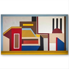 Inhabit, Pittura geometrica astratta, tecnica mista su tela di cotone