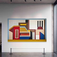 Inhabit, Pittura geometrica astratta, tecnica mista su tela di cotone