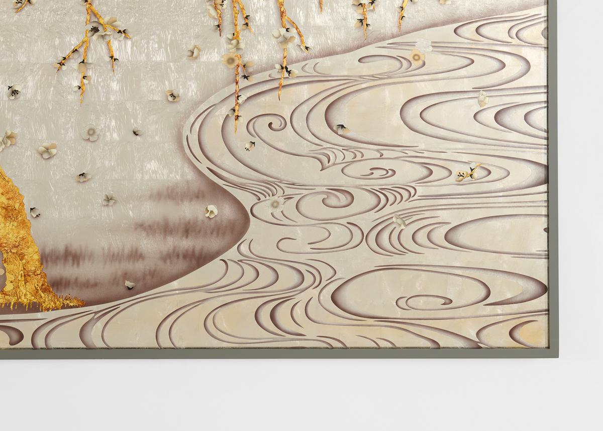 Miriam Ellner, River Blossom, Eglomisé Panel Painting, United States, 2017 In Good Condition In New York, NY
