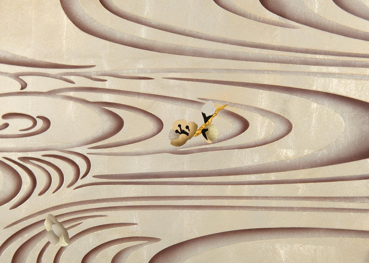 Gold Leaf Miriam Ellner, River Blossom, Eglomisé Panel Painting, United States, 2017