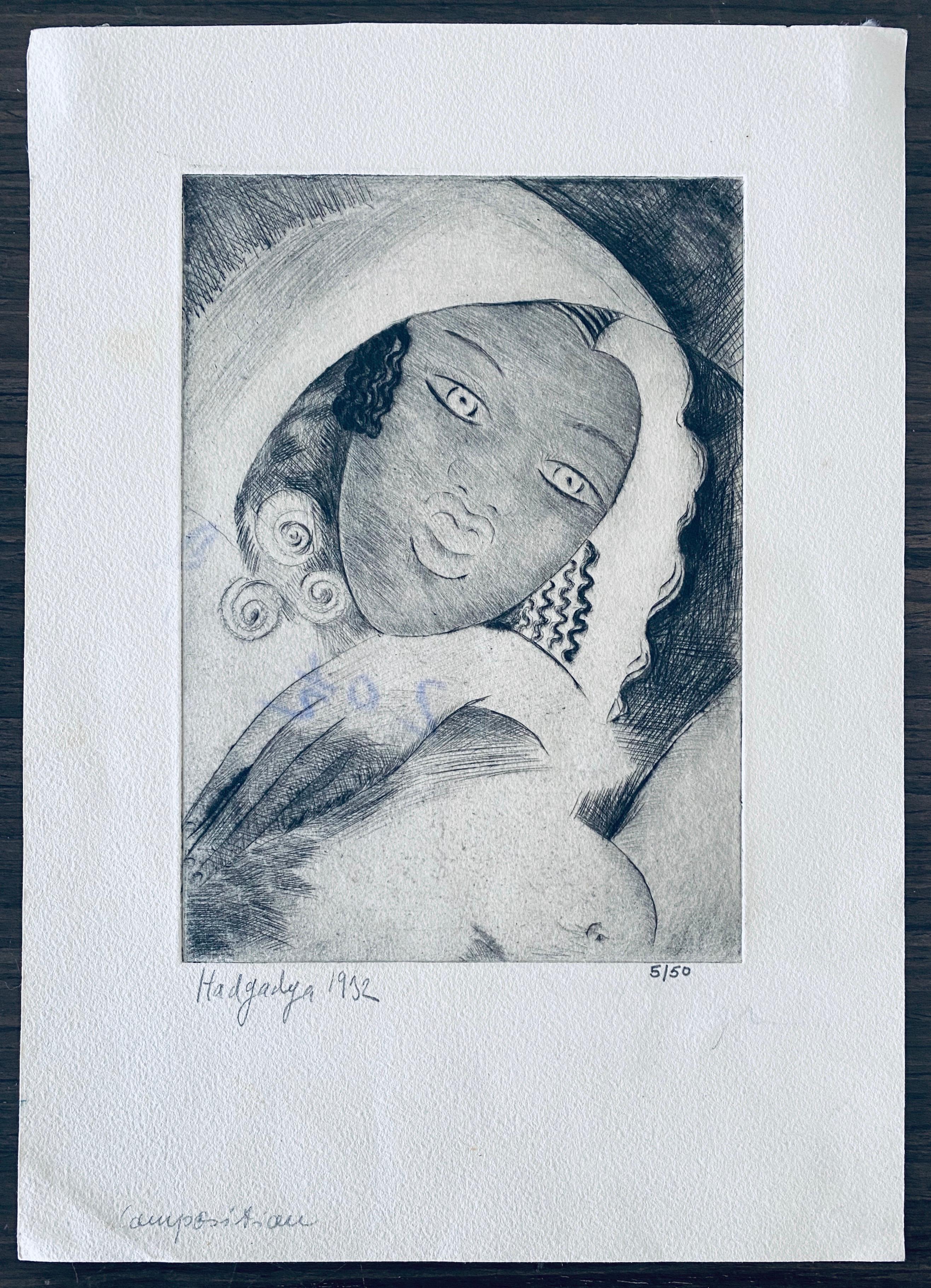 Lithographie d'artiste russe israélienne avec une femme Bezalel en vente 1