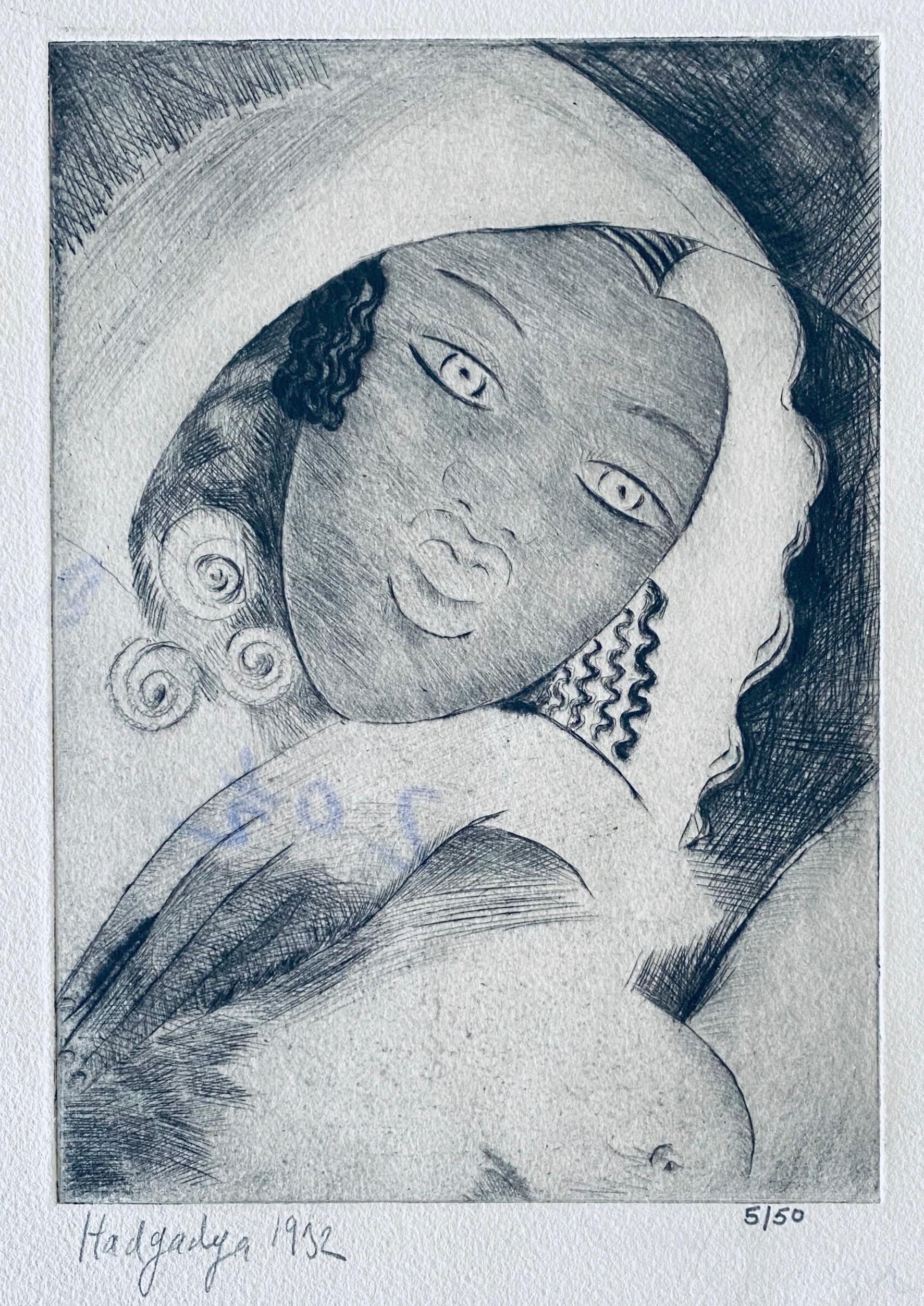 Early Israeli Russian Artist Lithograph With Woman Bezalel