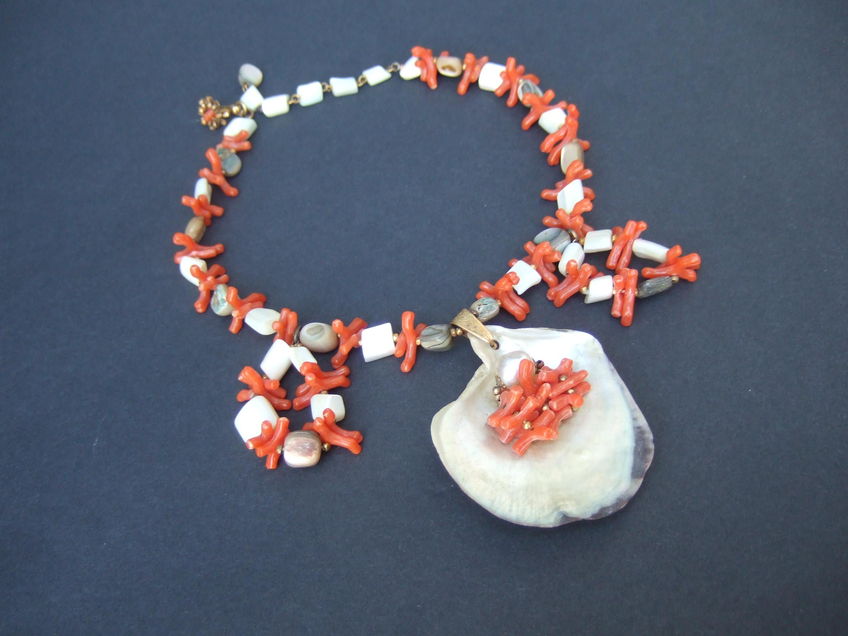 Miriam Haskell Abalone Seashell Resin Coral Branch Choker Necklace c 1960s For Sale 13