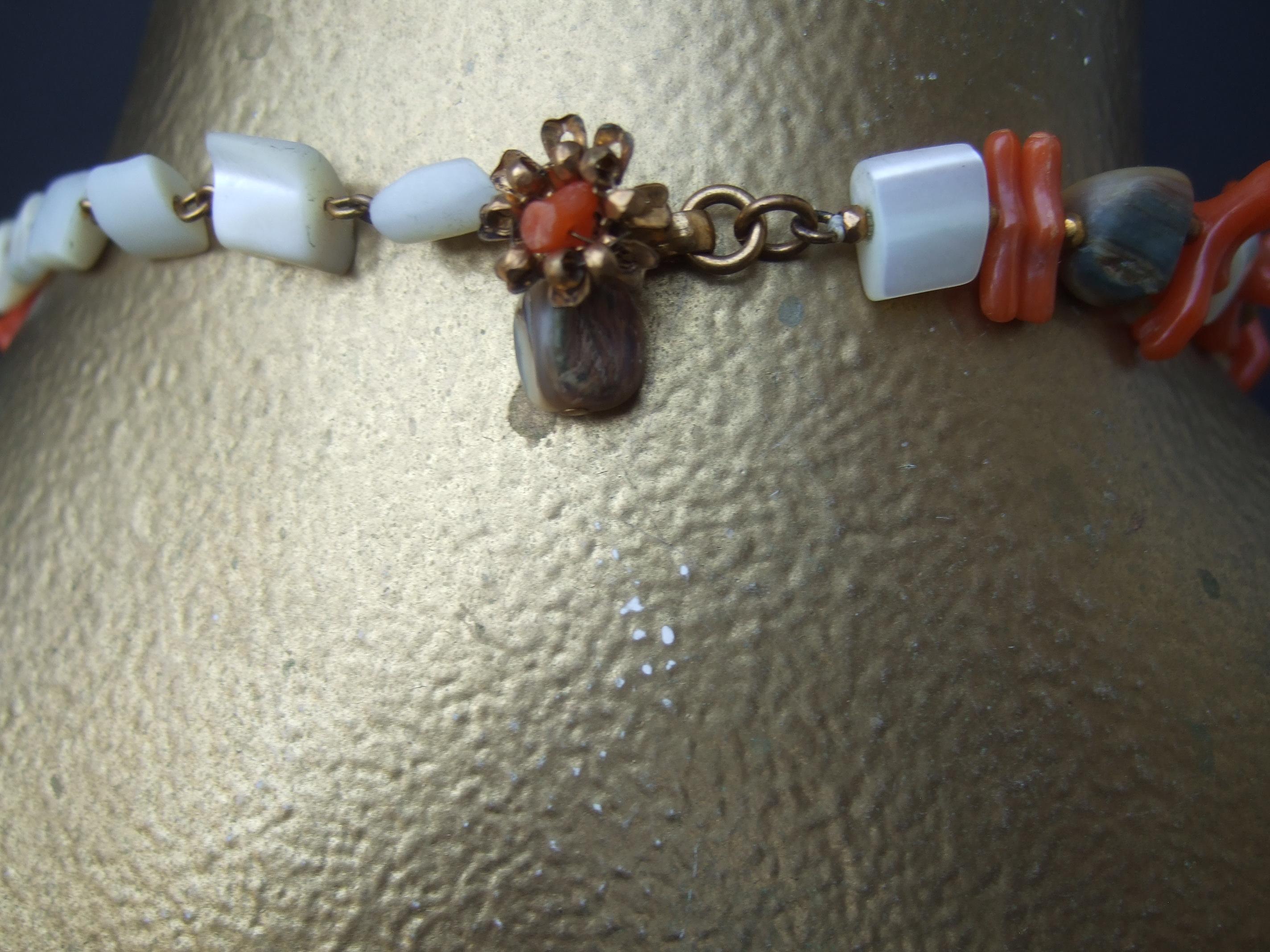 Miriam Haskell Abalone Seashell Resin Coral Branch Choker Necklace c 1960s For Sale 14