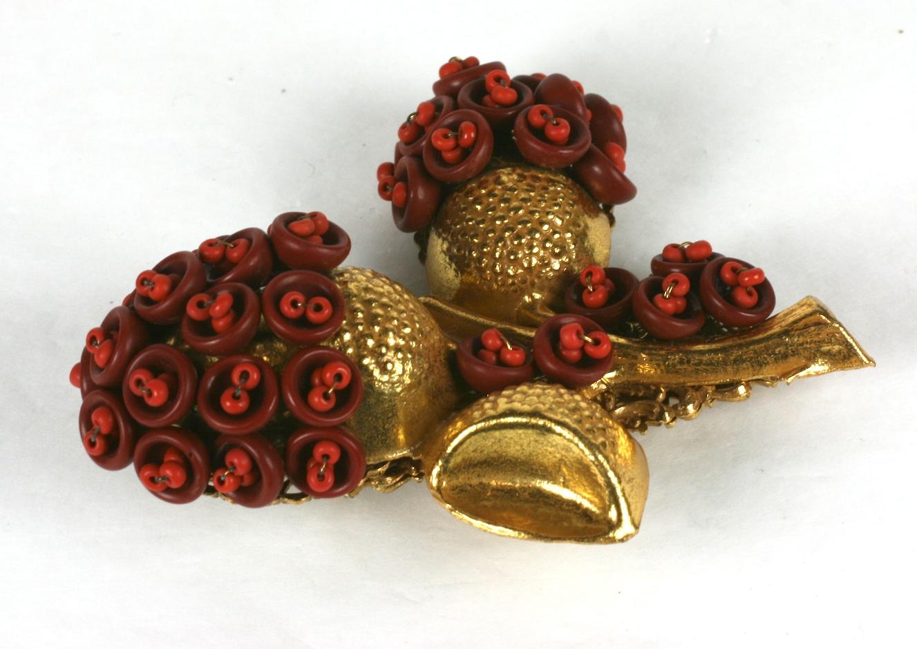 Miriam Haskell Acorn Cluster Brooch In Excellent Condition In New York, NY