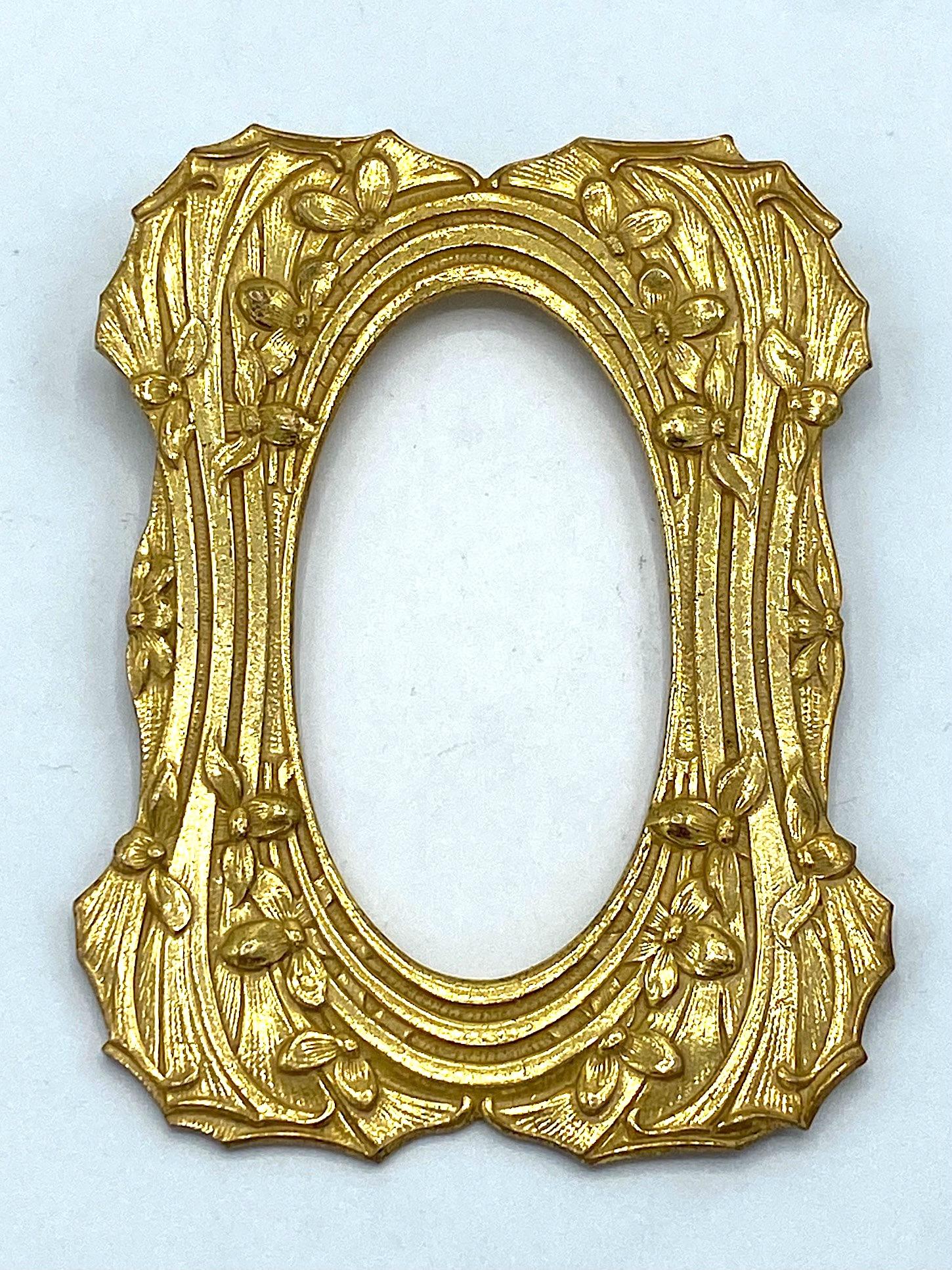 Miriam Haskell Art Nouveau Gold Picture Frame Brooch 1