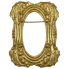 Miriam Haskell Art Nouveau Gold Picture Frame Brooch