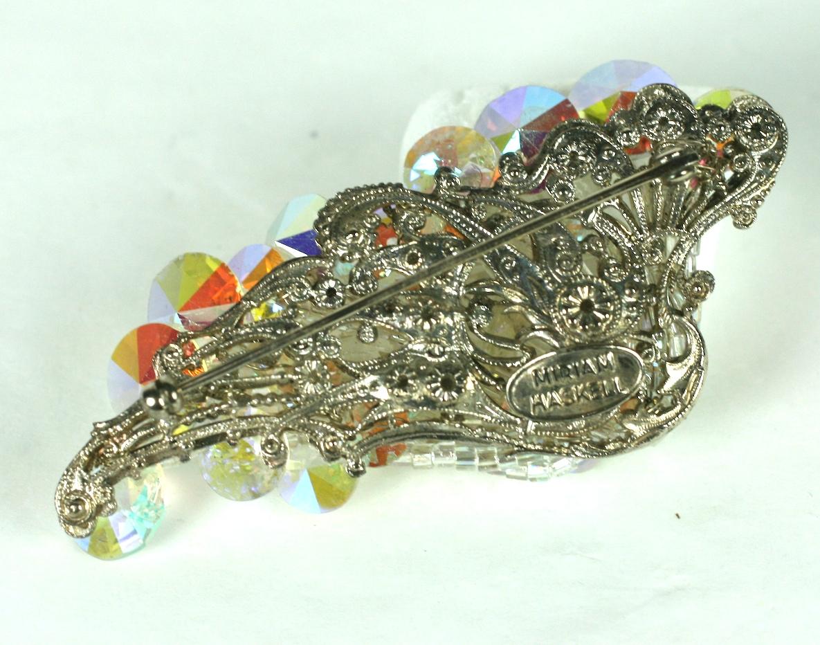 Miriam Haskell Aurora Crystal Cascade Brooch In Excellent Condition For Sale In New York, NY