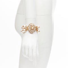 MIRIAM HASKELL baroque faux pearl chain statement cocktail bracelet