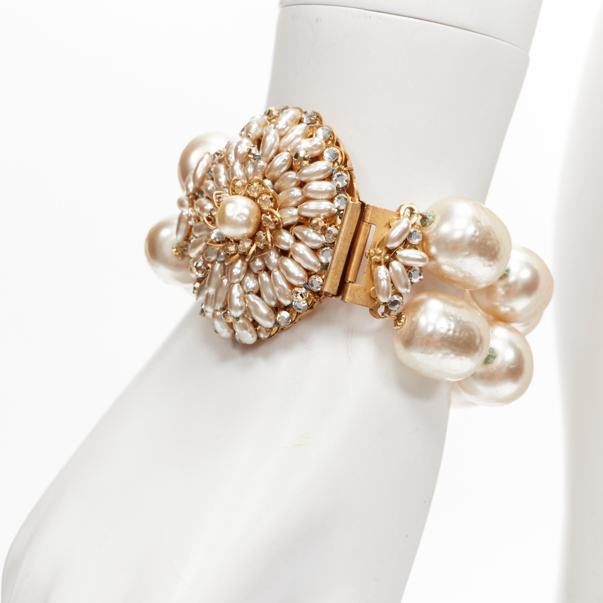 MIRIAM HASKELL Pulsera barroca de cóctel con cadena de perlas de imitación en Bueno estado para la venta en Hong Kong, NT
