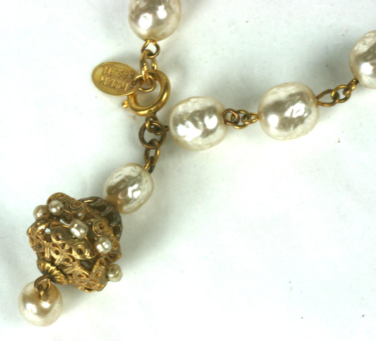 Miriam Haskell Barockes Perlen- und vergoldetes filigranes Obenarmband Damen im Angebot