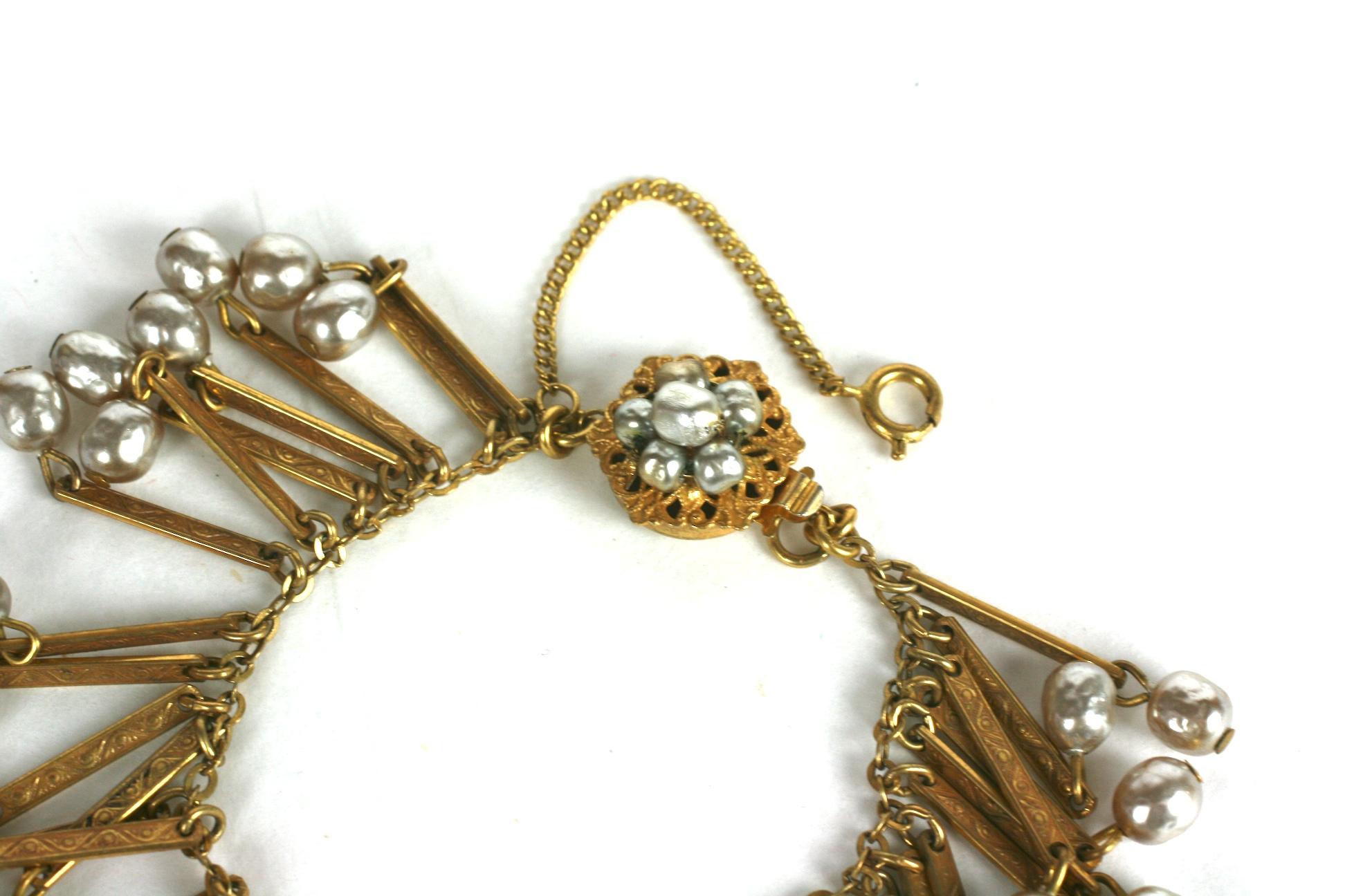 Women's Miriam Haskell Baroque Pearl Fringe Bracelet For Sale