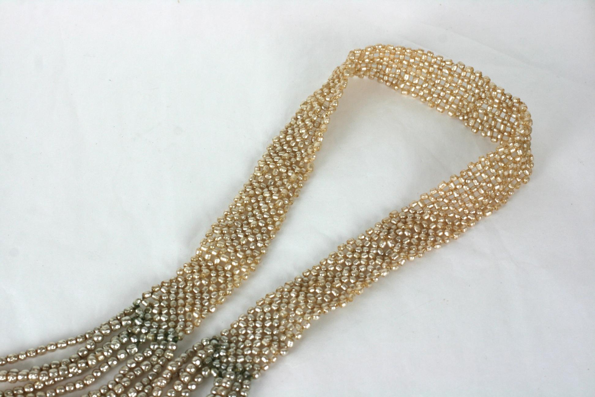 Miriam Haskell Baroque Pearl Woven Necklace In Excellent Condition For Sale In New York, NY