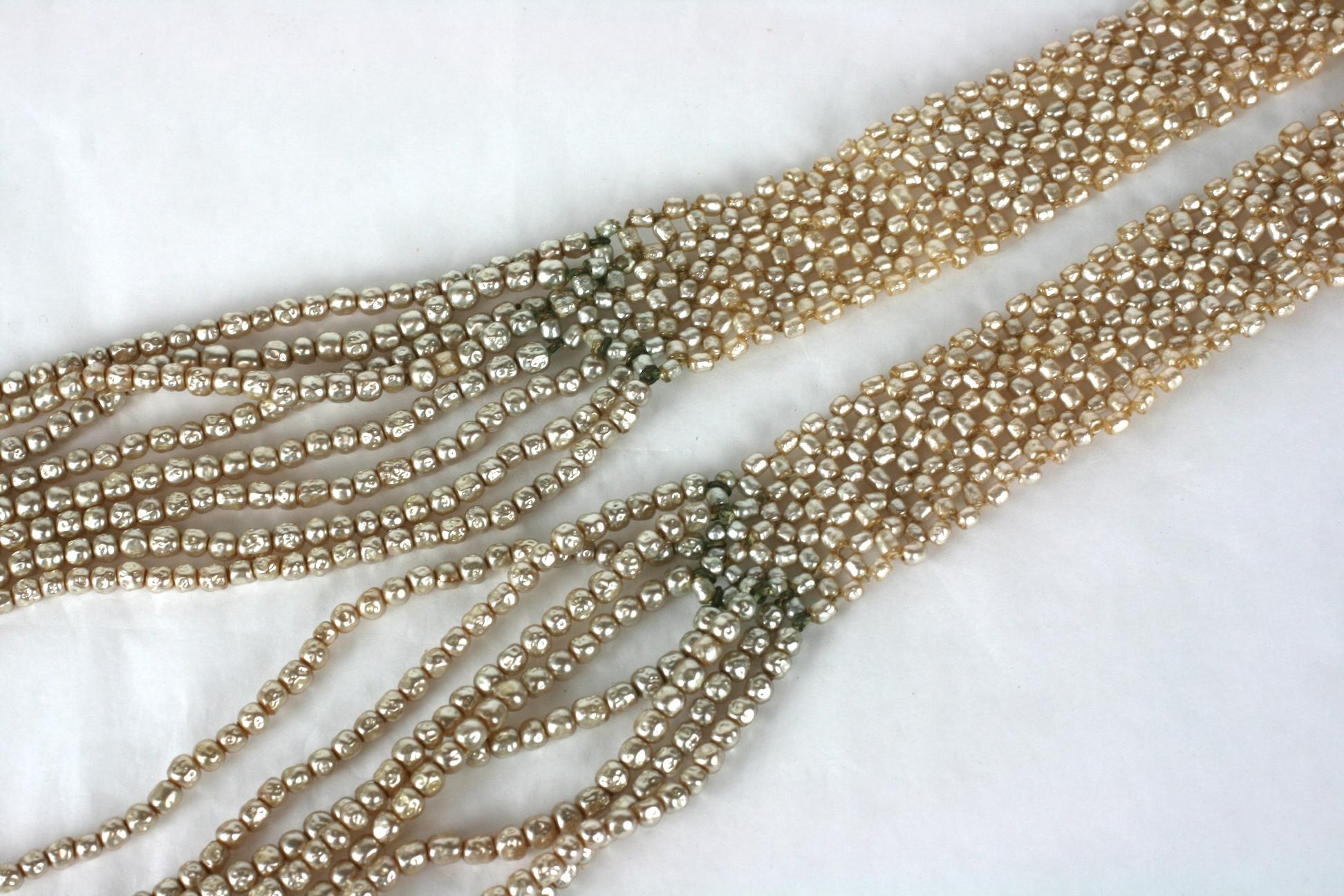 Women's Miriam Haskell Baroque Pearl Woven Necklace For Sale