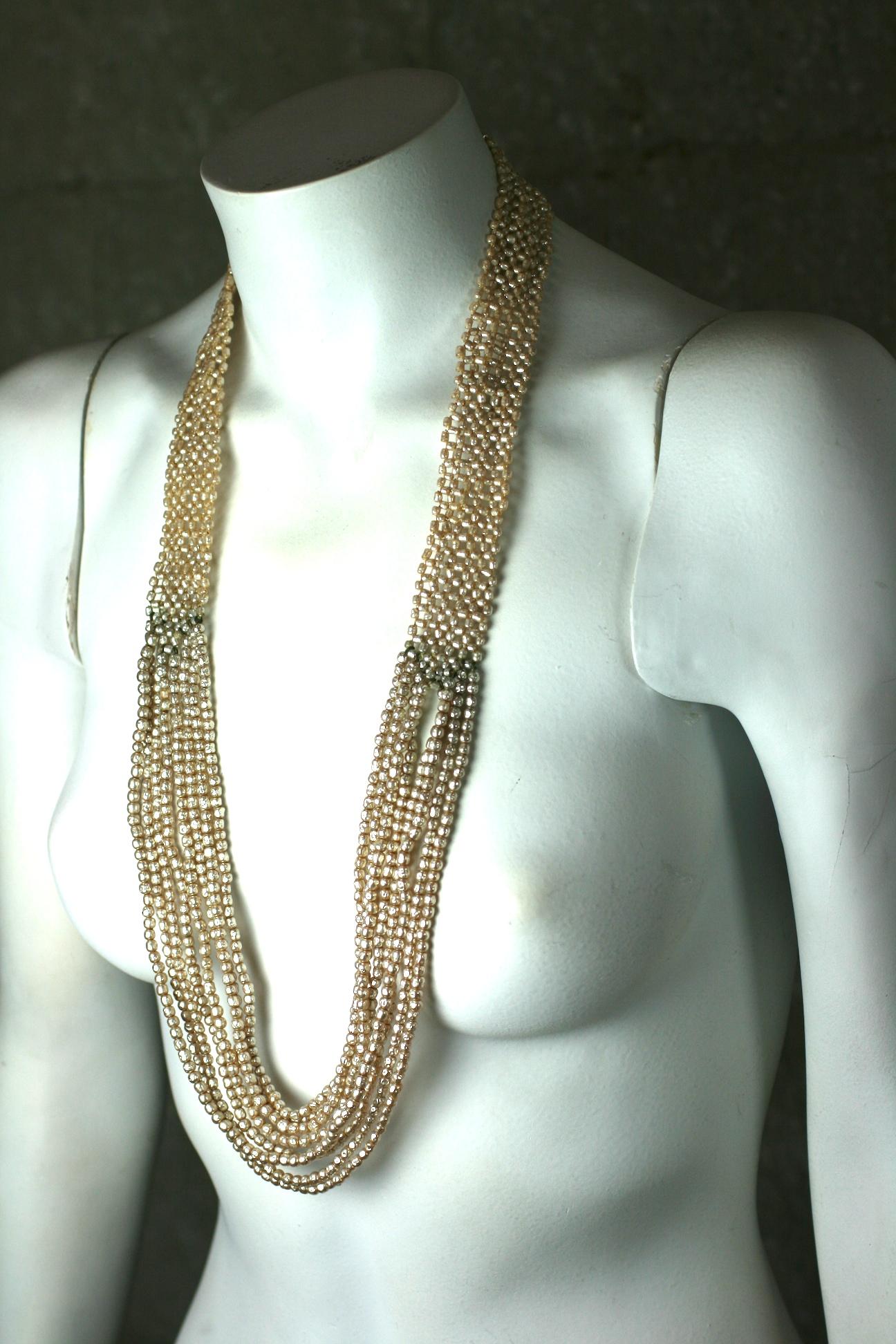 Miriam Haskell Baroque Pearl Woven Necklace For Sale 1