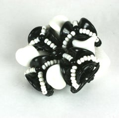 Miriam Haskell Black and White Pate de Verre Brooch