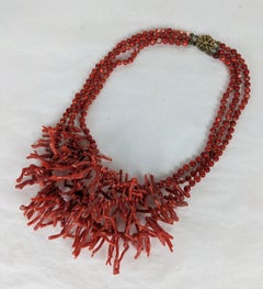 Miriam Haskell Branch Coral Beaded Necklace