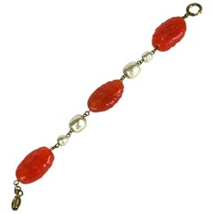 Miriam Haskell  Gripoix Glas Karneol Pate de Verre und Perlenarmband