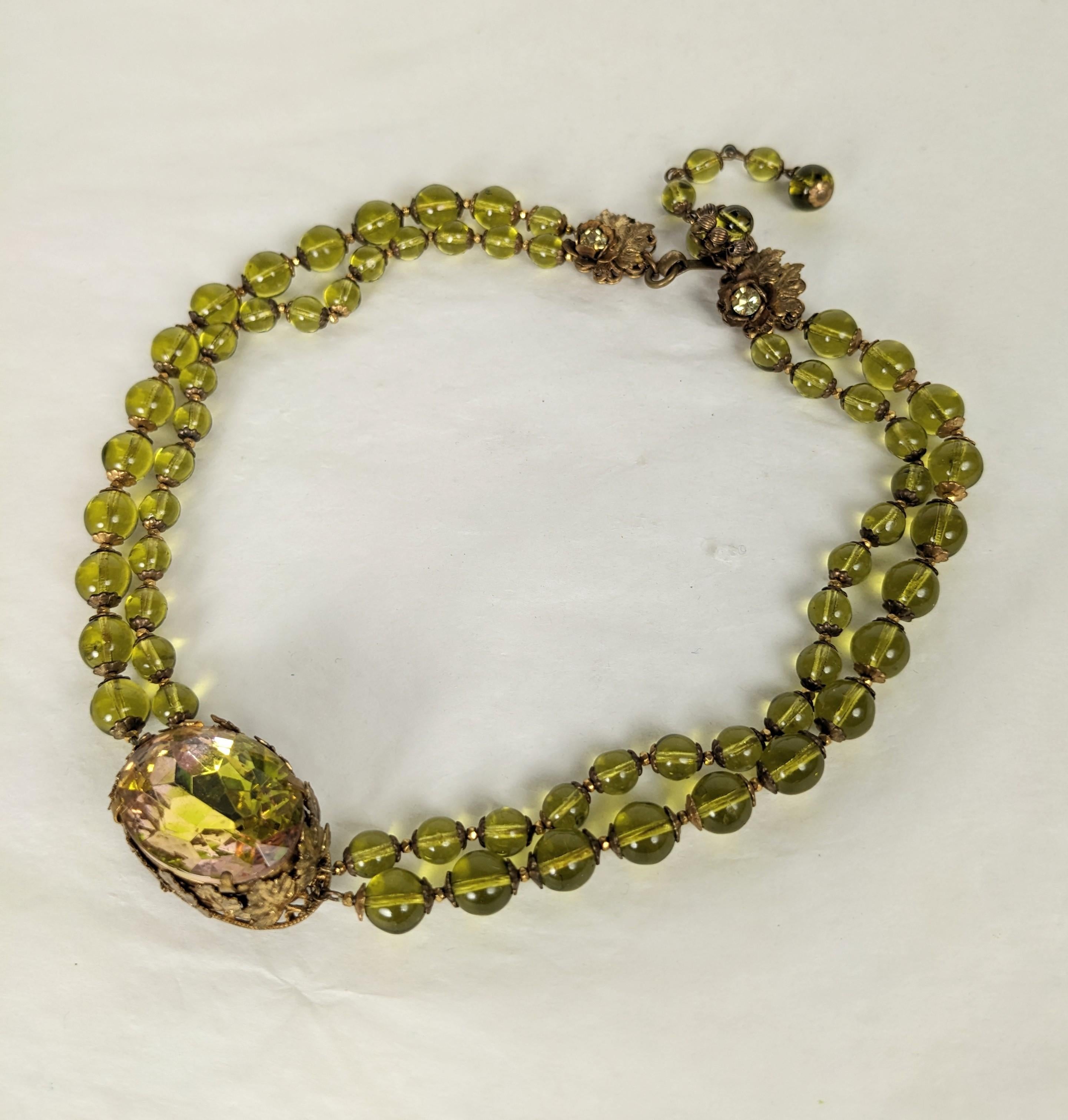 Miriam Haskell Chartreuse Perlenhalskette im Angebot 5
