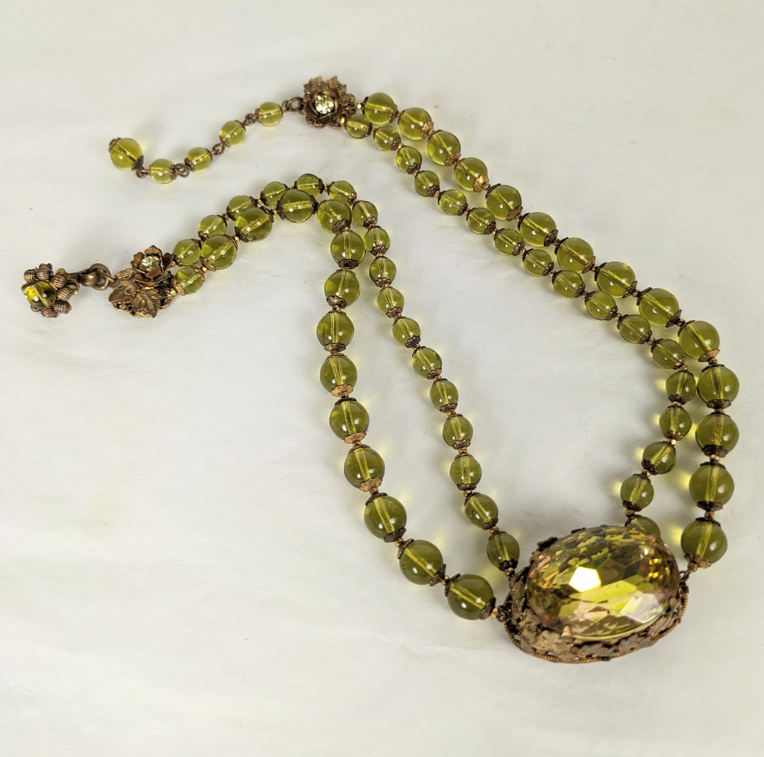 Miriam Haskell Chartreuse Perlenhalskette (Kunsthandwerker*in) im Angebot