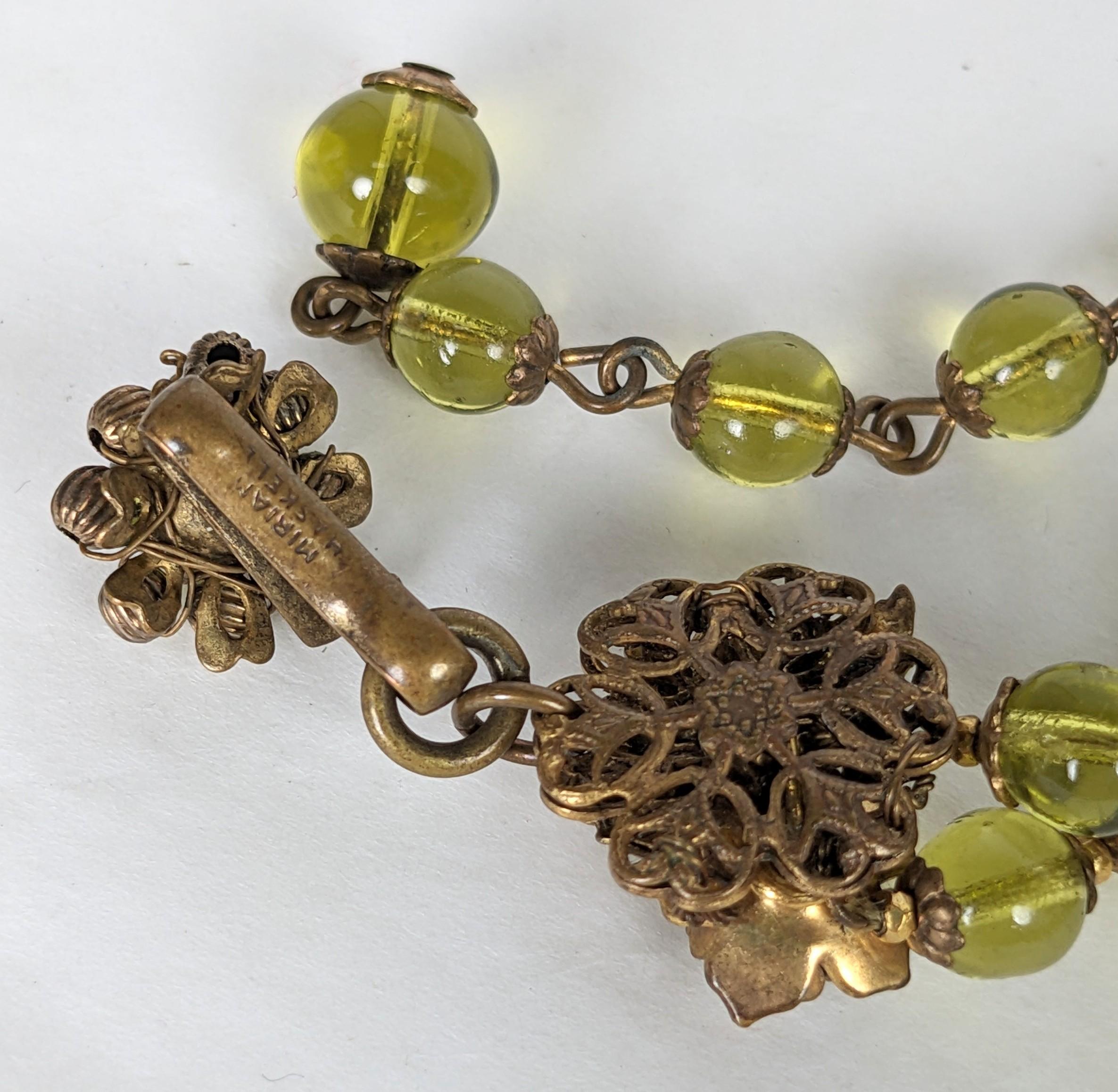Miriam Haskell Chartreuse Perlenhalskette im Angebot 1