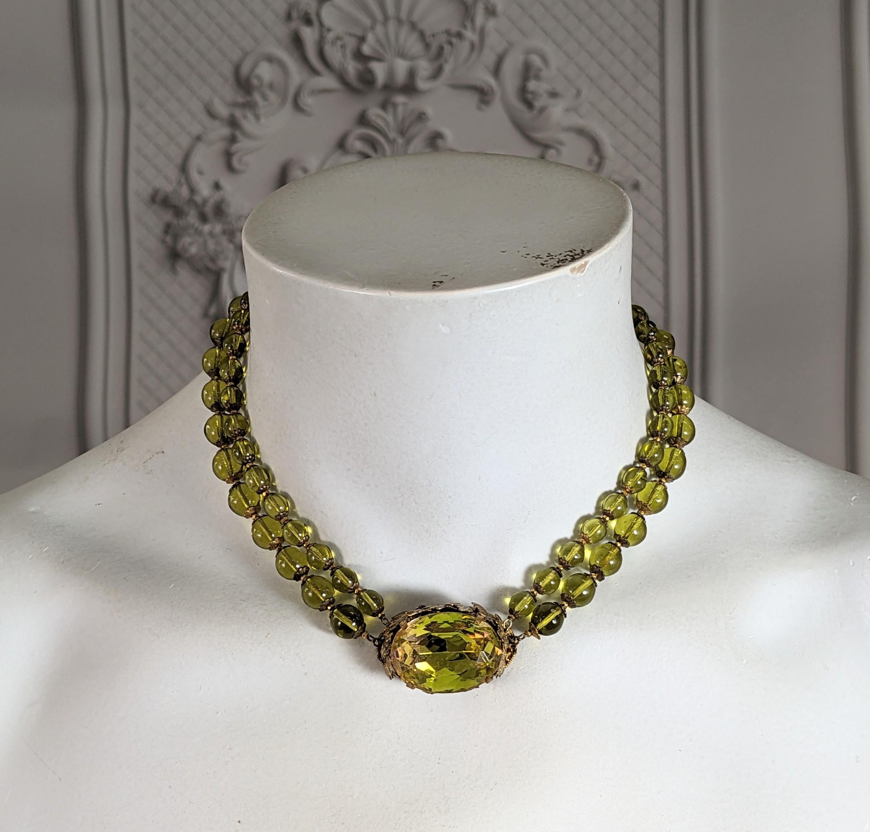Miriam Haskell Chartreuse Perlenhalskette im Angebot 2