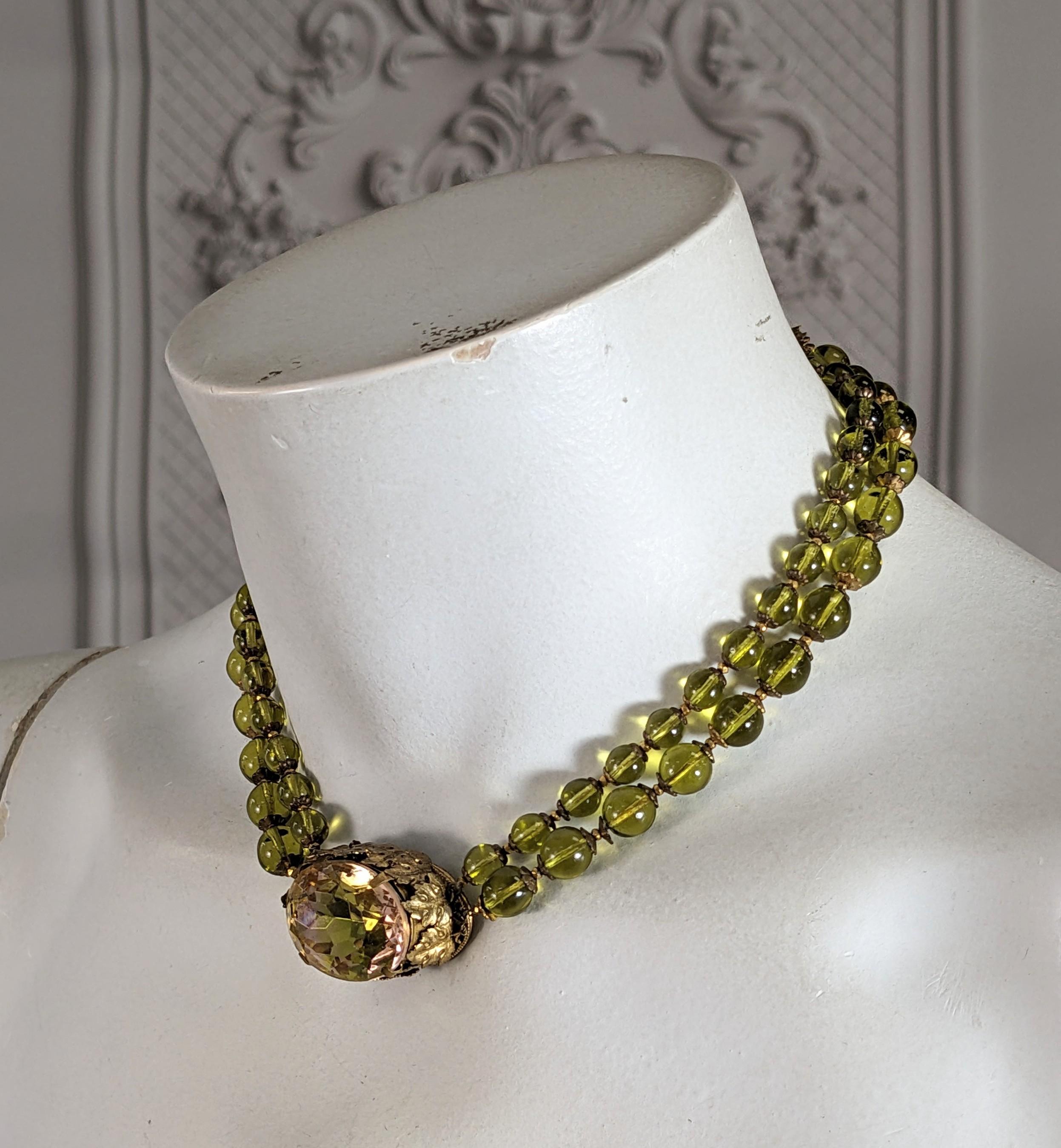 Miriam Haskell Chartreuse Perlenhalskette im Angebot 3