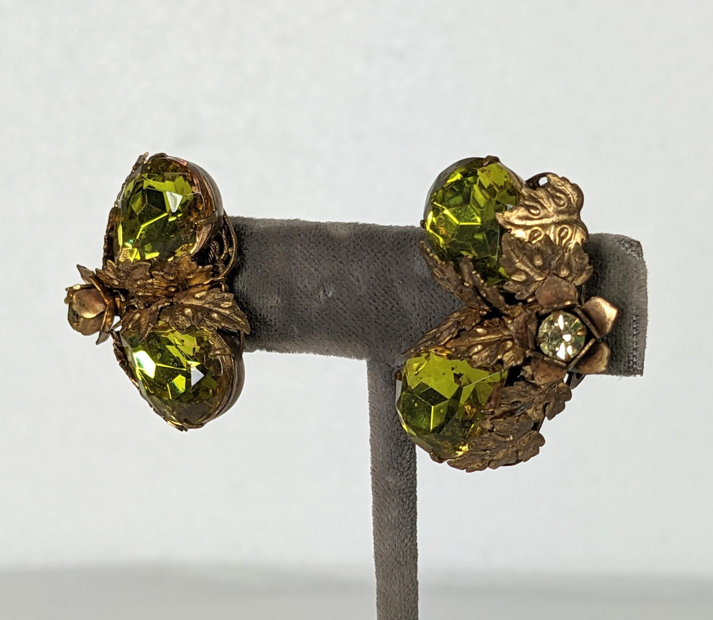 Miriam Haskell Boucles d'oreilles en cristal chartreuse Unisexe en vente