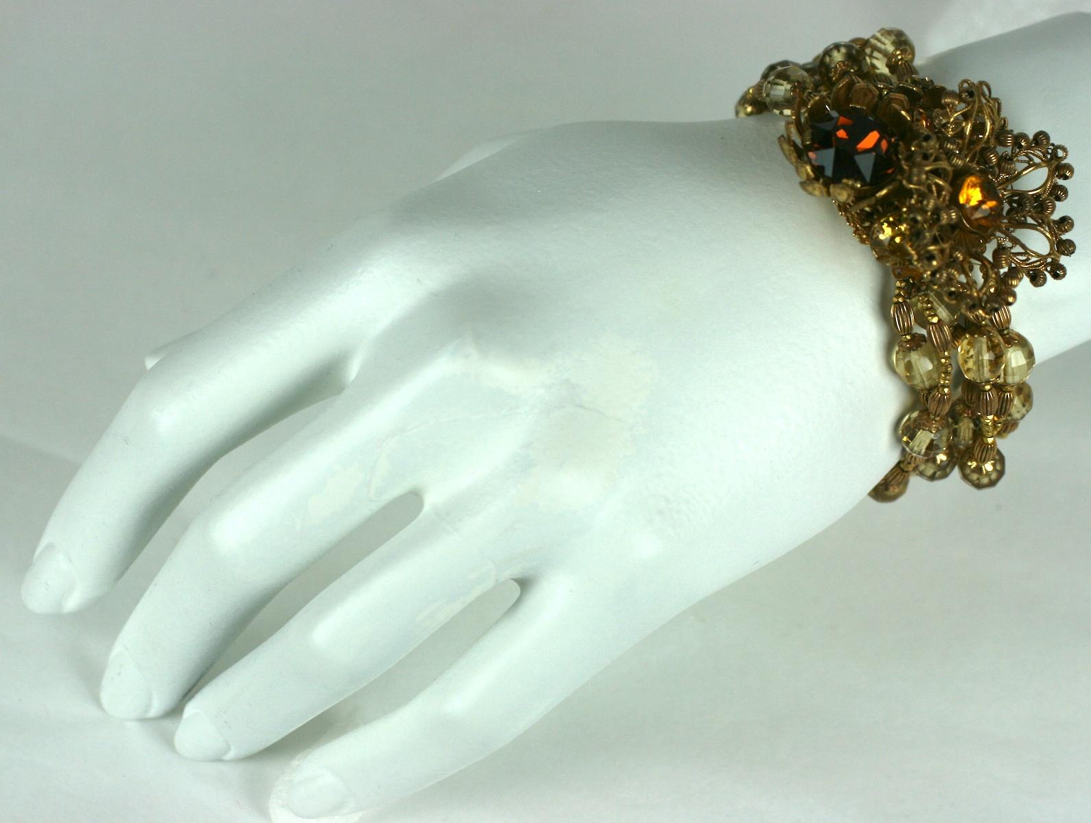 Miriam Haskell Citrine Flower Multistrand Bracelet For Sale 6
