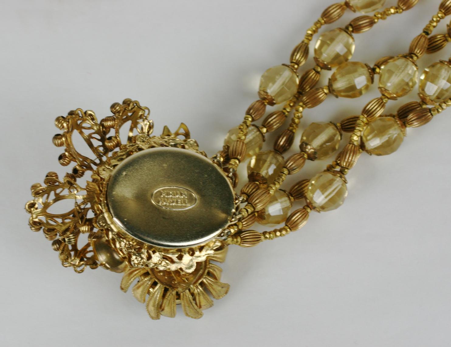 Miriam Haskell Citrine Flower Multistrand Bracelet For Sale at 1stDibs