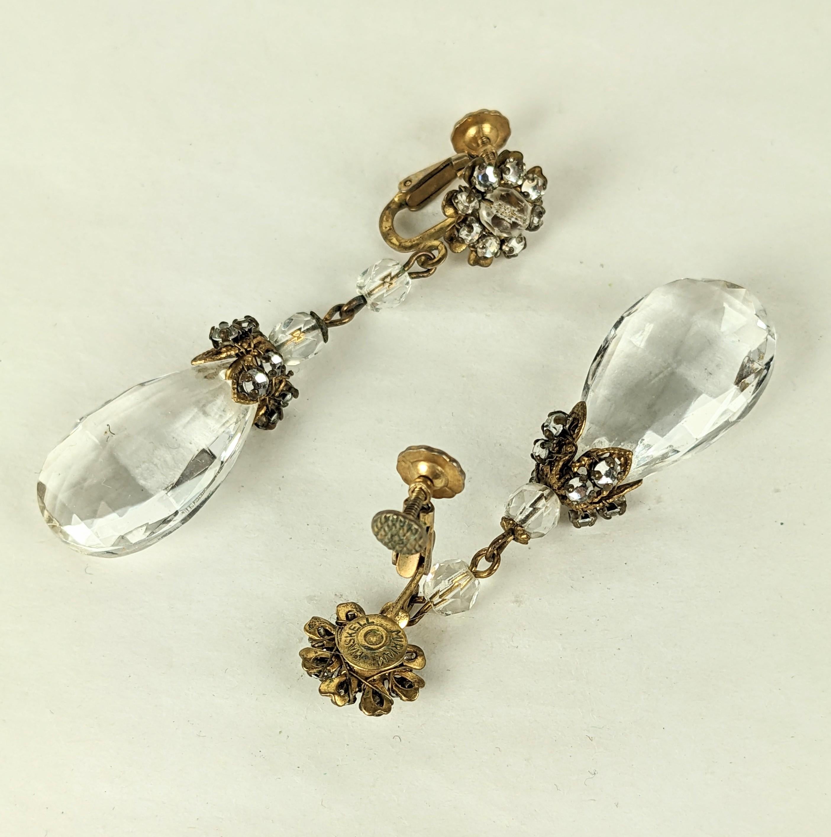 Boucles d'oreilles pendantes en cristal et pavé de Miriam Haskell Pour femmes en vente