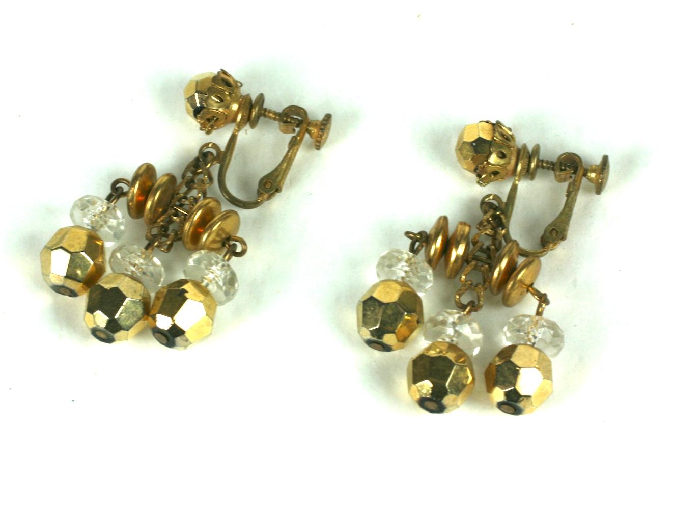 Round Cut Miriam Haskell Crystal Chandelier Earclips For Sale