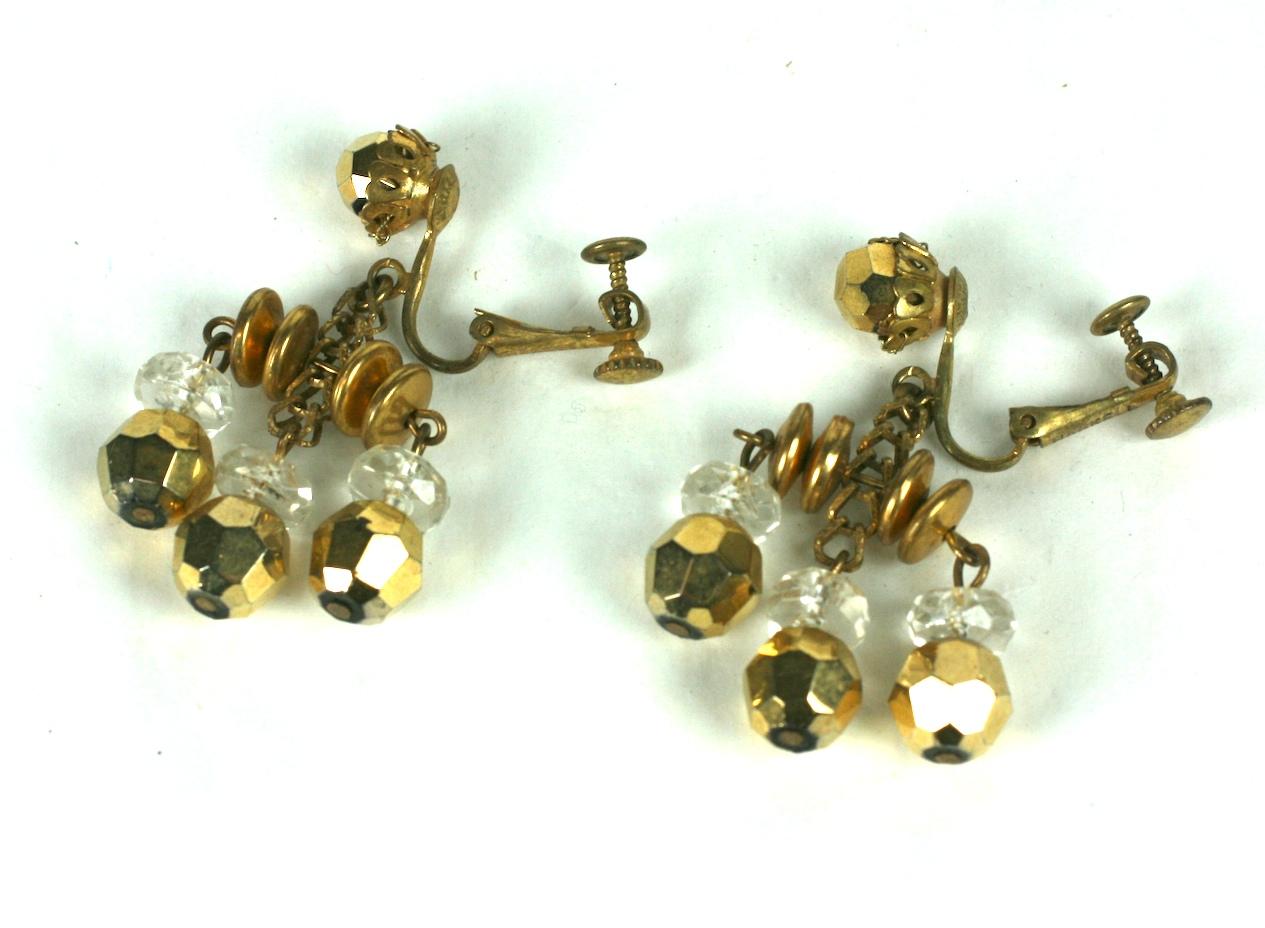 Miriam Haskell Crystal Chandelier Earclips In Excellent Condition For Sale In New York, NY