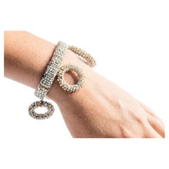 Miriam Haskell - Bracelet en cristal et perles avec quatre anneaux de perles en forme de pampilles