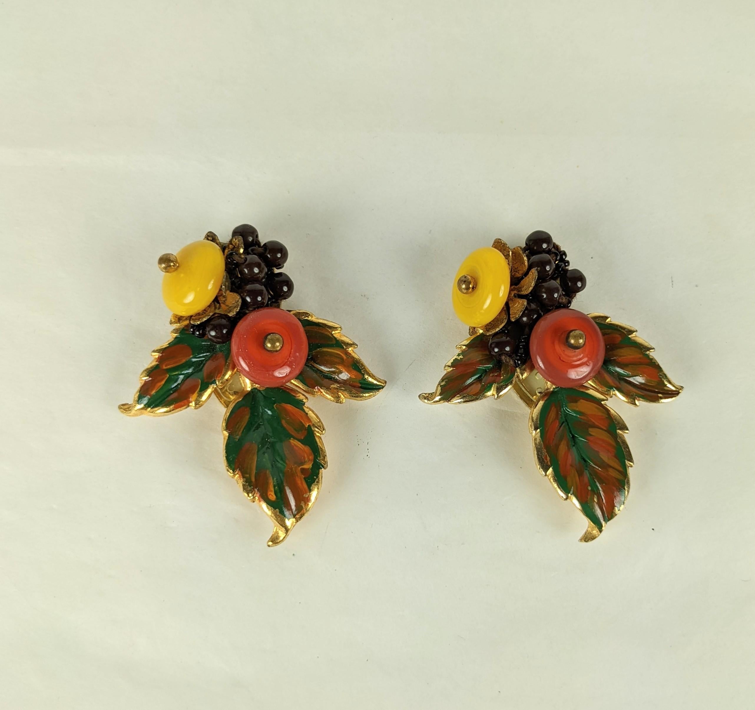 Art Deco Miriam Haskell Early Enamel Dress Clips For Sale